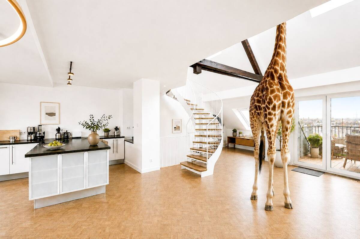 Ein echtes Unikat: Maisonette mit tierischer Raumhöhe, Dachterrasse & Einliegerwohnung – 40472 Düsseldorf – Bild 1 von 9