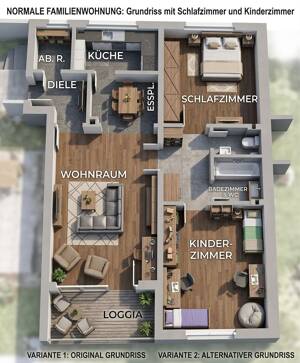 Lichtdurchflutete 3-Zimmer-Wohnung mit großer Loggia – Ein Raumwunder für Familien, Paare oder WGs! – 48159 Münster – Vorschaubild 2