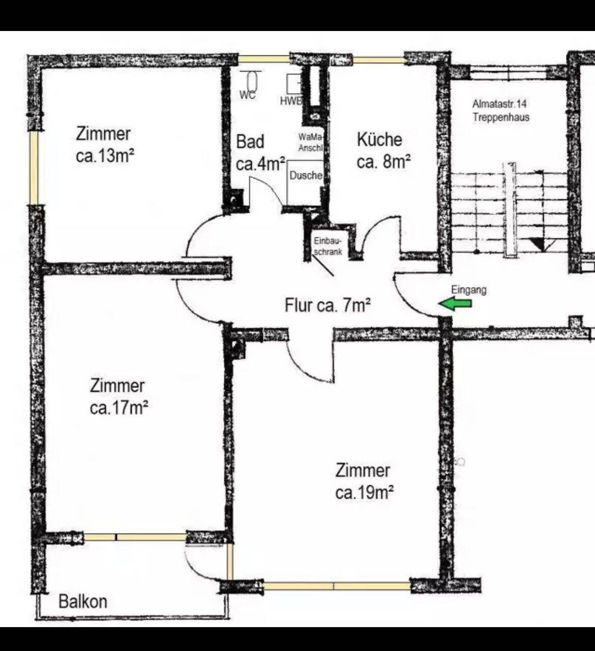 Freie 3-Zimmer-Wohnung mit Balkon und Mansardenzimmer in Bremen-Walle