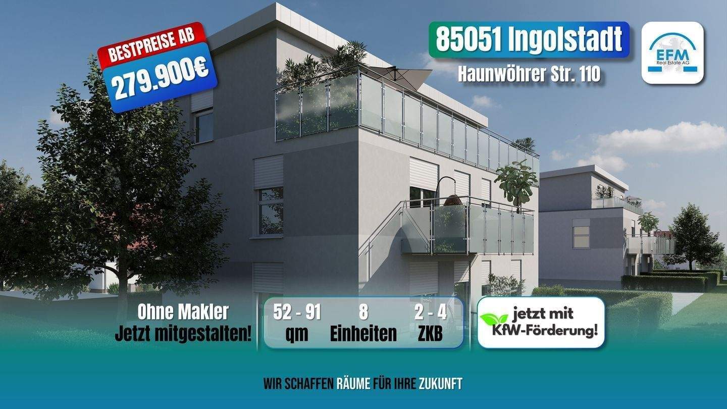 ++BESTPREIS++MIT KFW55-Förderung++ NEUBAU 2 ZKB MIET-/ENERGIESPAREND mit 5% AfA – Ingolstadt – Bild 1 von 9