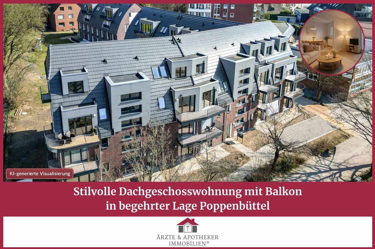 Stilvolle Dachgeschosswohnung mit Balkon in begehrter Lage Poppenbüttel – 22399 Hamburg – Bild 1 von 9