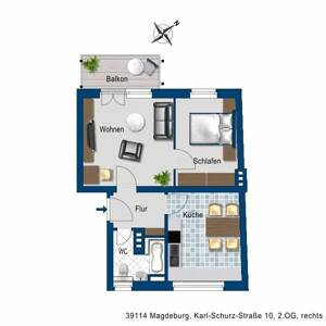 Gepflegte 2 Zimmer Wohnung mit Einbauküche vom Vormieter! – 39114 Magdeburg – Vorschaubild 6