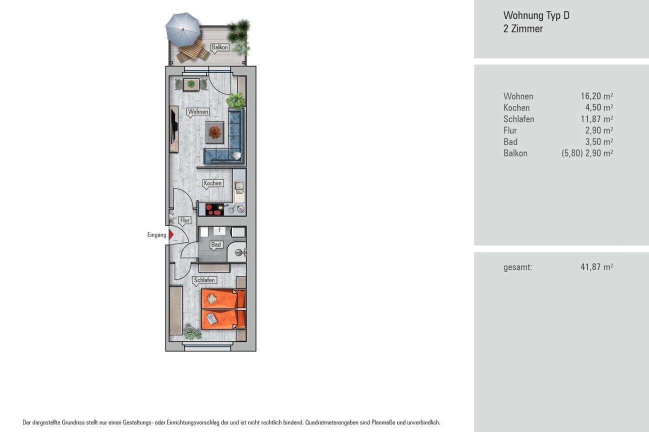 Schön, ruhig und im grünen Umfeld gelegene 2-Zimmer-Wohnung mit Einbauküche! – Chemnitz – Vorschaubild 2