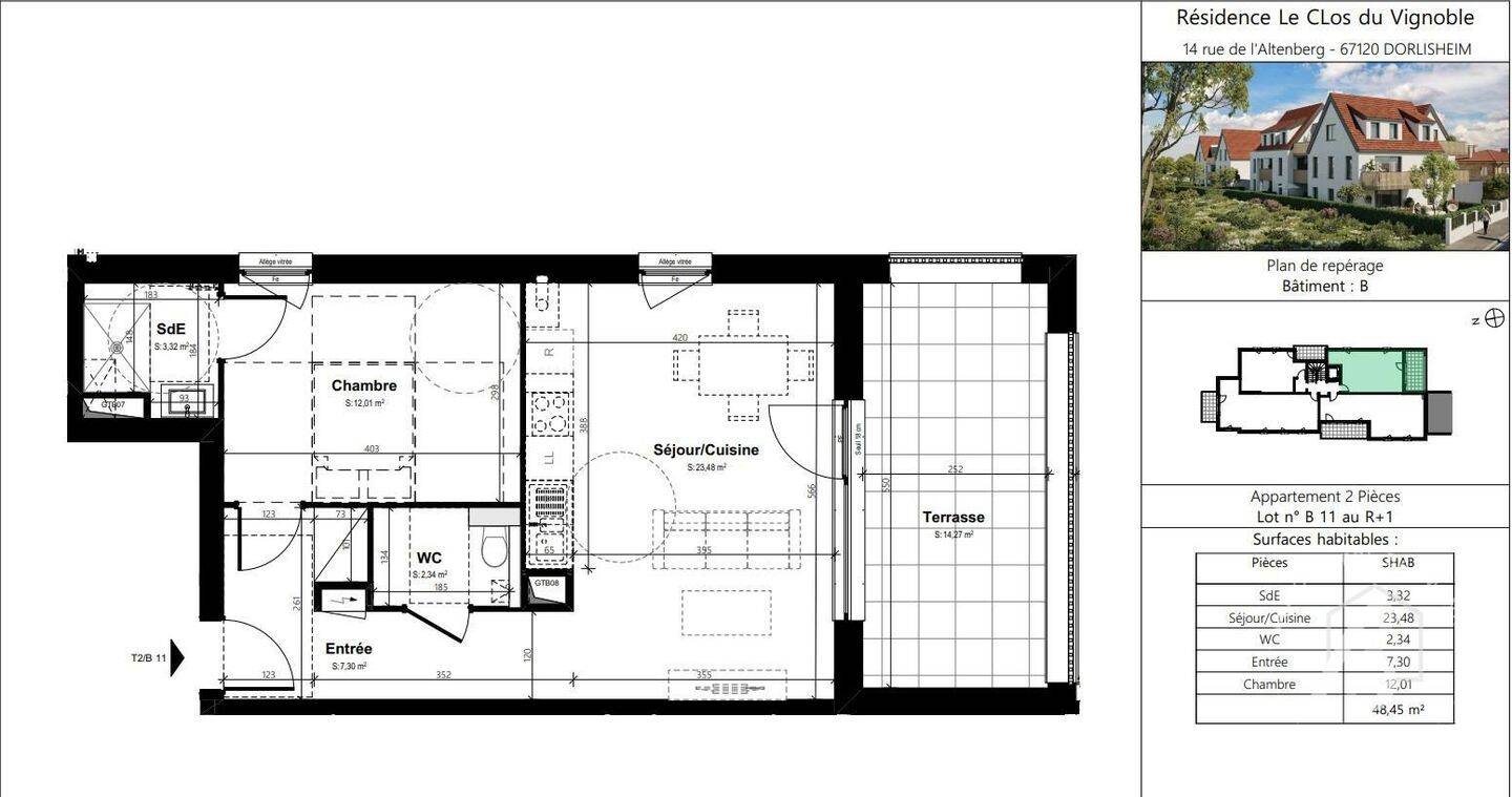 Appartement 2 pièces 49 m² · à Dorlisheim · 48,5 m² · 755 €/mois
