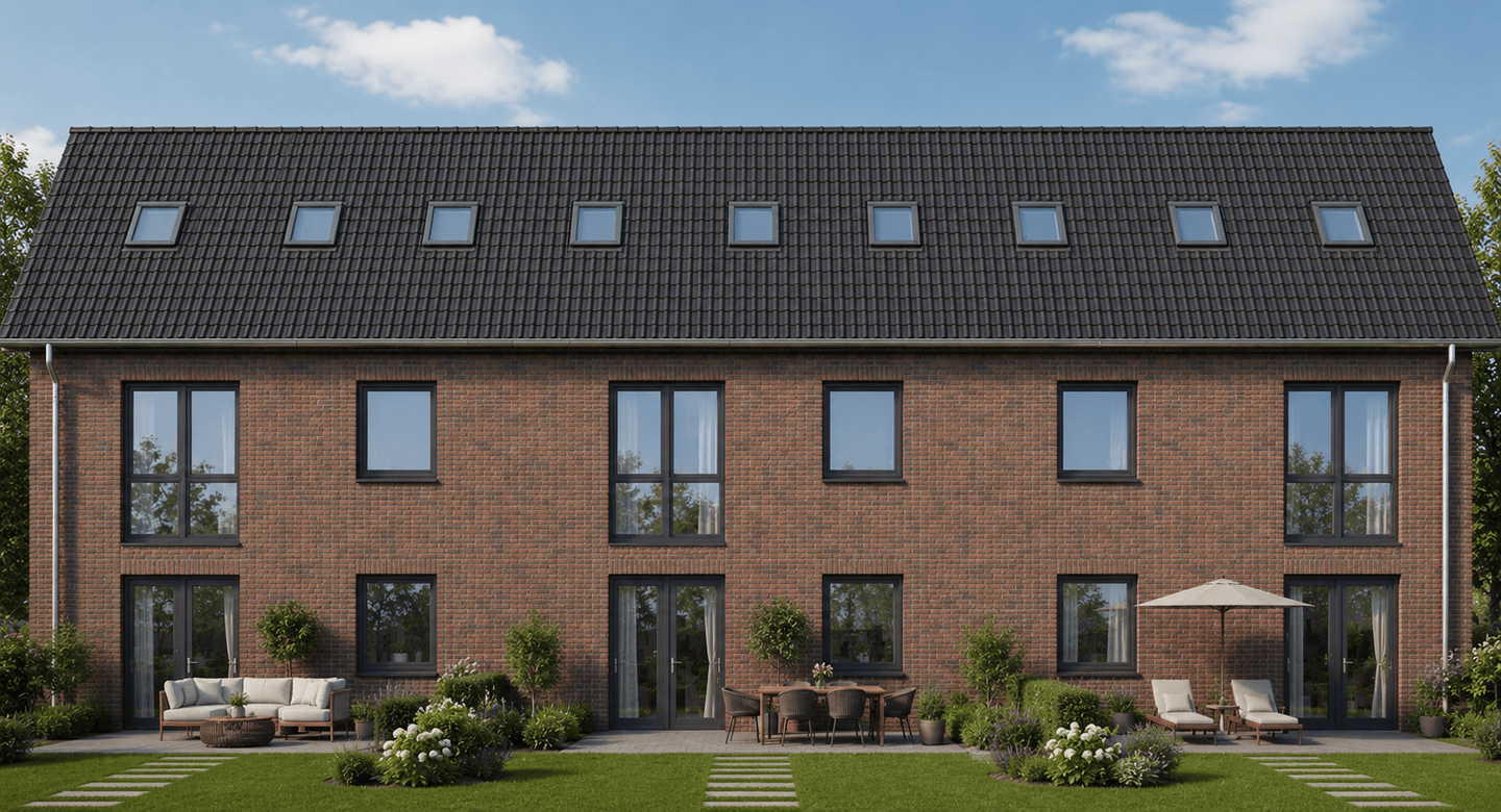 Geplantes Neubau-Endreihenhaus mit Garten