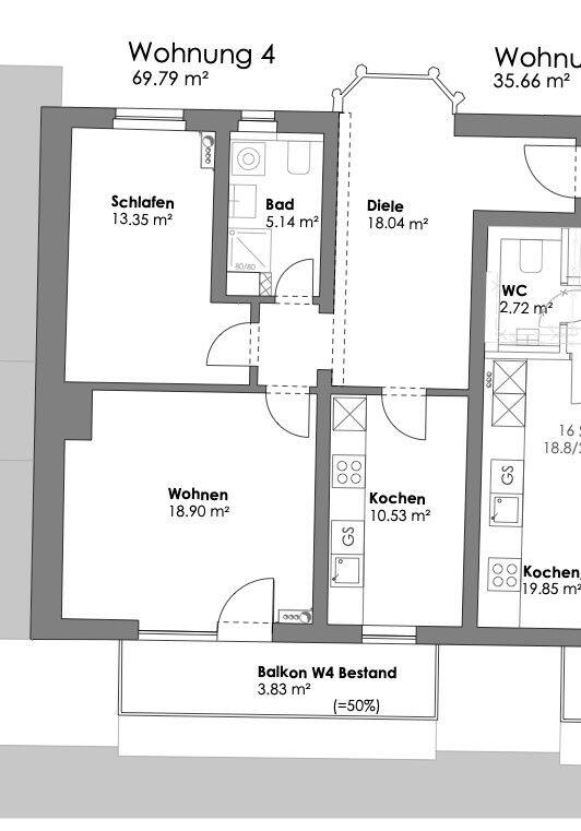 Rarität, renovierte 2,5 Zimmerwohnung mit EBK, Balkon und optionalem TG-Stellplatz in Stadtamhof