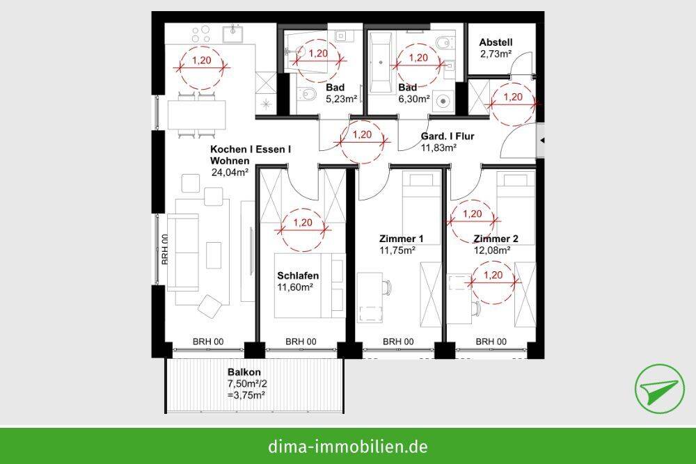 KfW-40-Neubau mit QNG im hippen Plagwitz! Top Familien-Whg. mit Balkon, 2 Bädern, AR, Aufzug u.v.m. – Leipzig – Vorschaubild 2