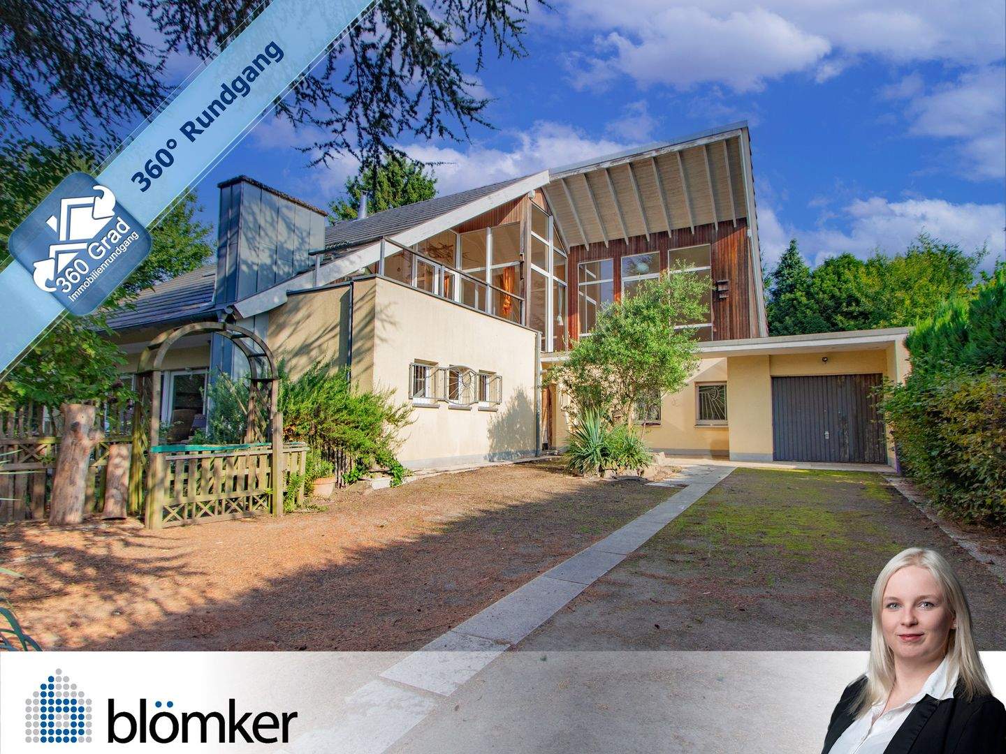 Blömker! Lichtdurchflutetes Architektenhaus, 2 Kamine, Kota im Garten & großer Garage. – Gladbeck – Bild 1 von 9