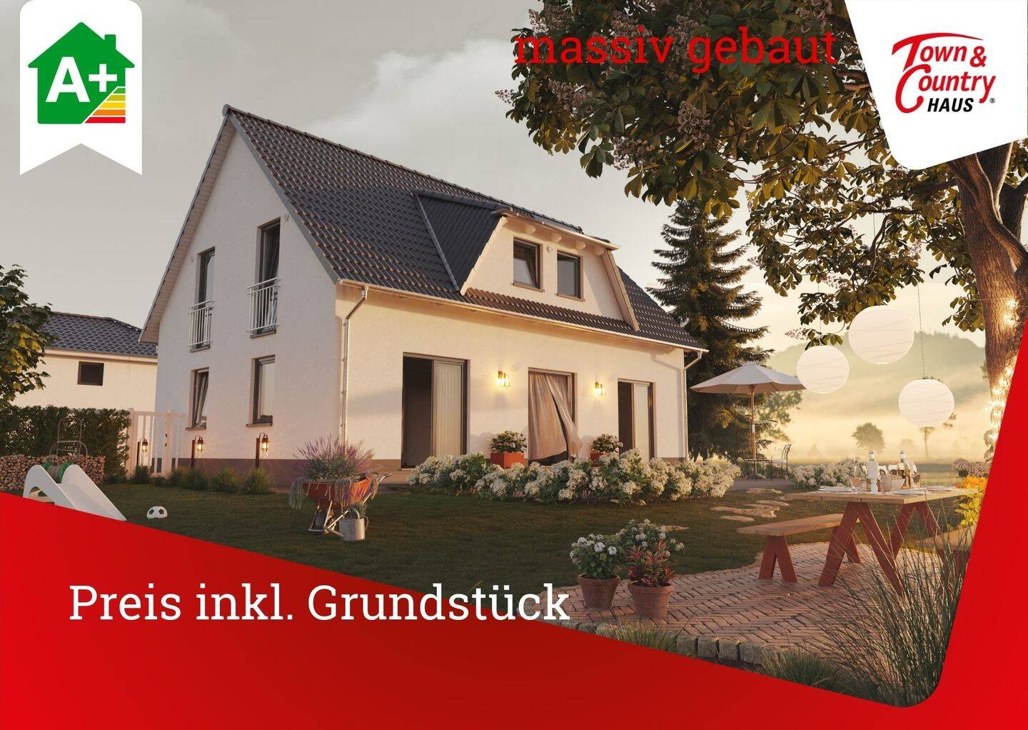 Landhaus 142 massiv gebaut, Preis inkl. Grundstück