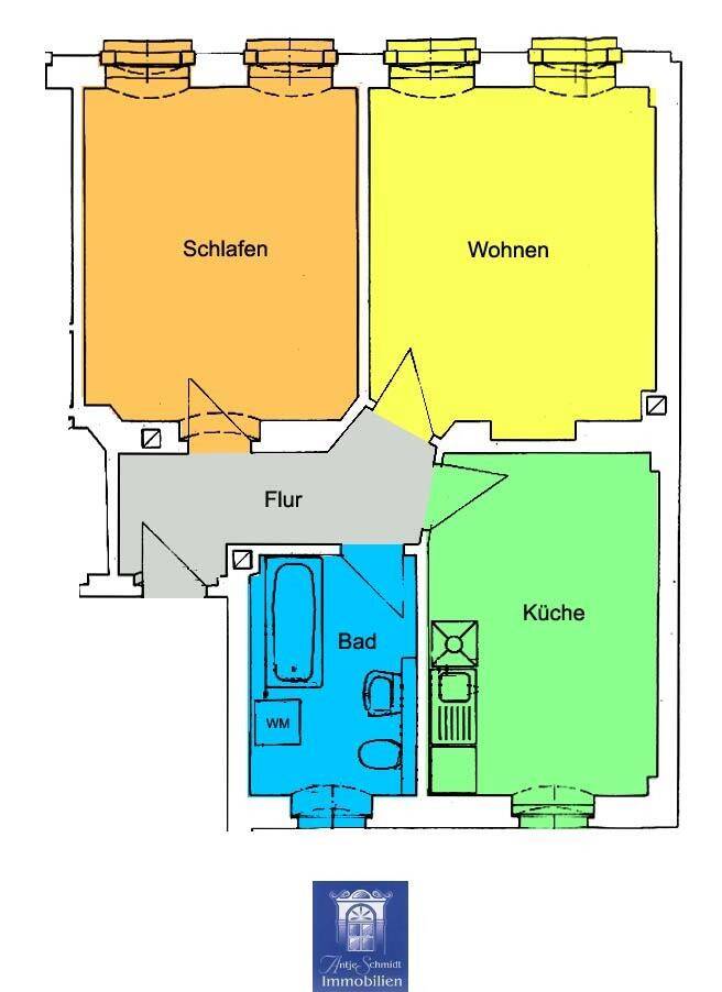 Zentral gelegene Wohnung mit Tageslichtbad und Wohnküche! – Meißen – Vorschaubild 2