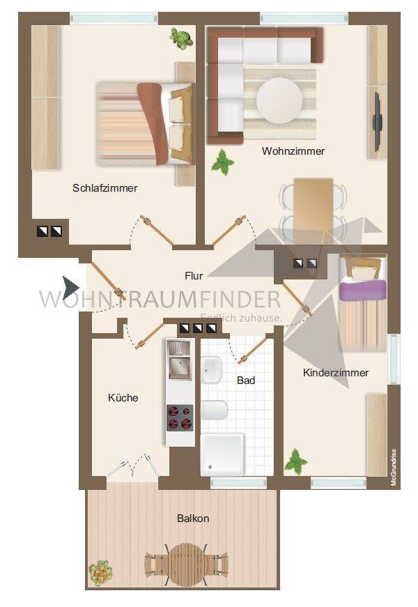 ++ EBK inklusive ++ Moderne 3-Raum-Wohnung mit Balkon und Tageslichtbad – Chemnitz – Vorschaubild 2