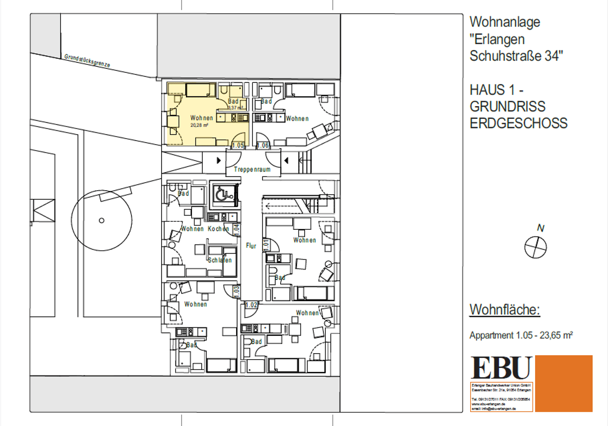 Modernes 1-Zimmer-Apartment im Herzen von Erlangen – 91052 Erlangen – Bild 1 von 2