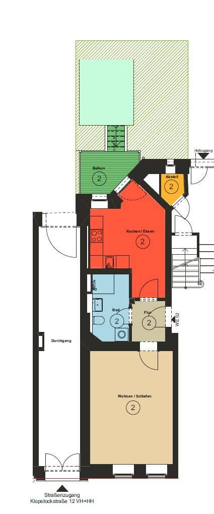 BRUNNENVIERTEL**1-ZKB*Balkon+Terrasse*Bad mit Dusche*Wohnküche*Parkett*EBK/ges. 595 EUR – Leipzig – Vorschaubild 2