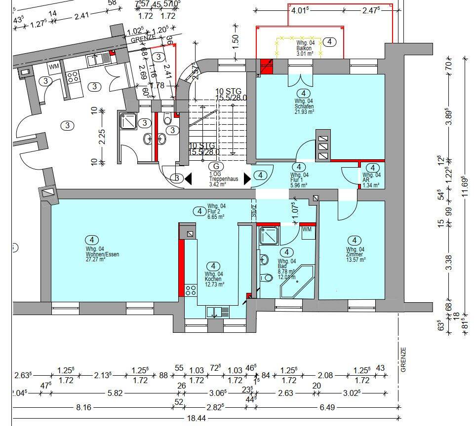 3 Zimmerwohnung mit Balkon, neu saniertes Altbaujuwel