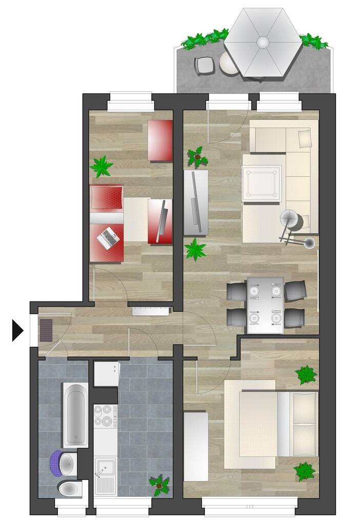 3-Raum-Wohnung mit Balkon und Tageslichtbad – Chemnitz – Vorschaubild 5