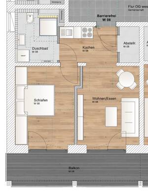 2 Zimmer OG Wohnung mit Südbalkon