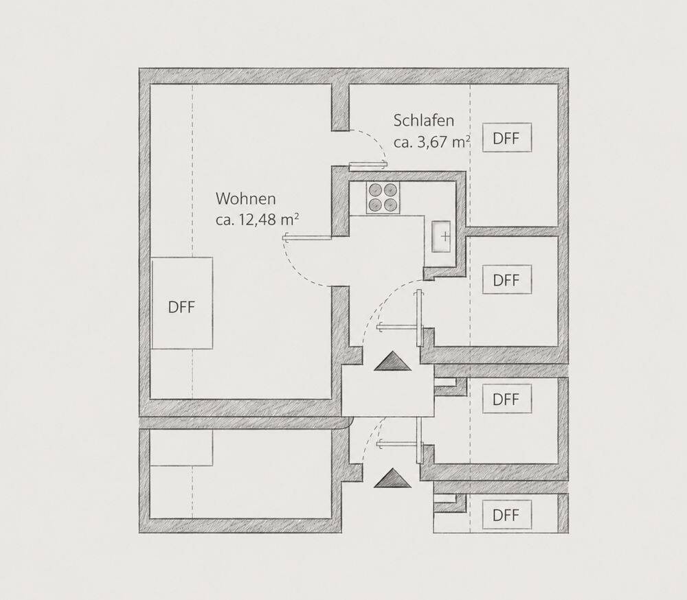 VOLLMÖBLIERTES 2-ZI.-APARTMENT IN HOCHZOLL – Augsburg – Vorschaubild 2