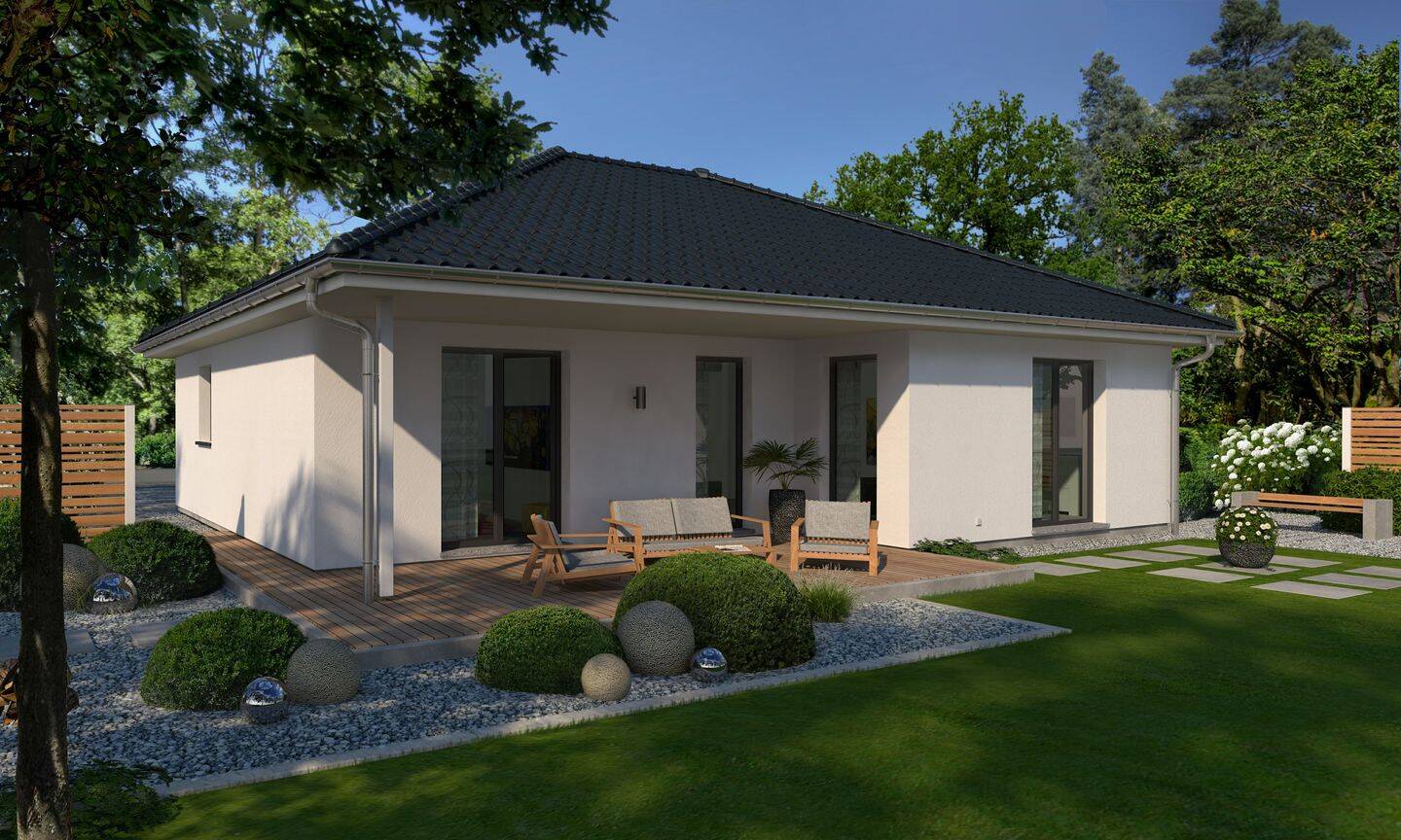Winkelbungalow 108 massiv gebaut, Preis inkl. Grundstück – Pluwig – Bild 1 von 6