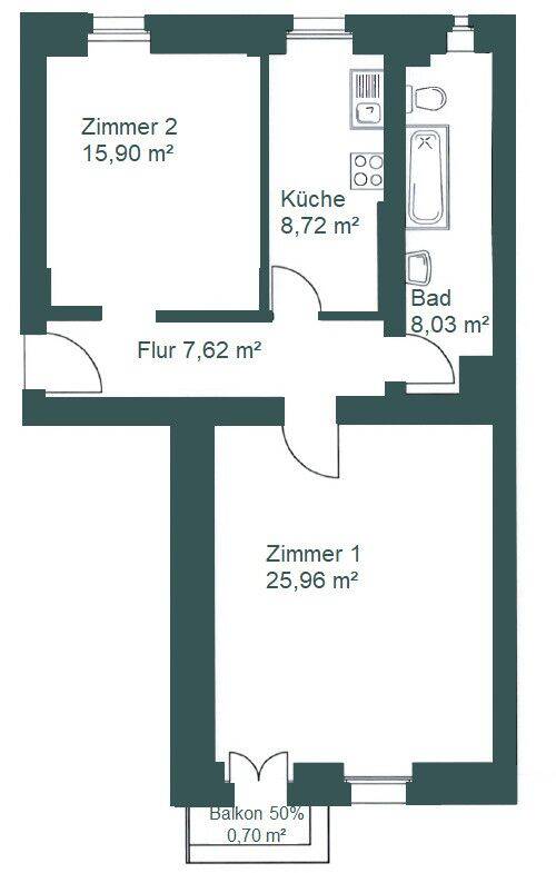 Attraktive 2-Zi- Altbauwohnung mit sonnigem Balkon - stilvoll renoviert & Einbauküche! Bezugsfrei! – Berlin – Vorschaubild 9