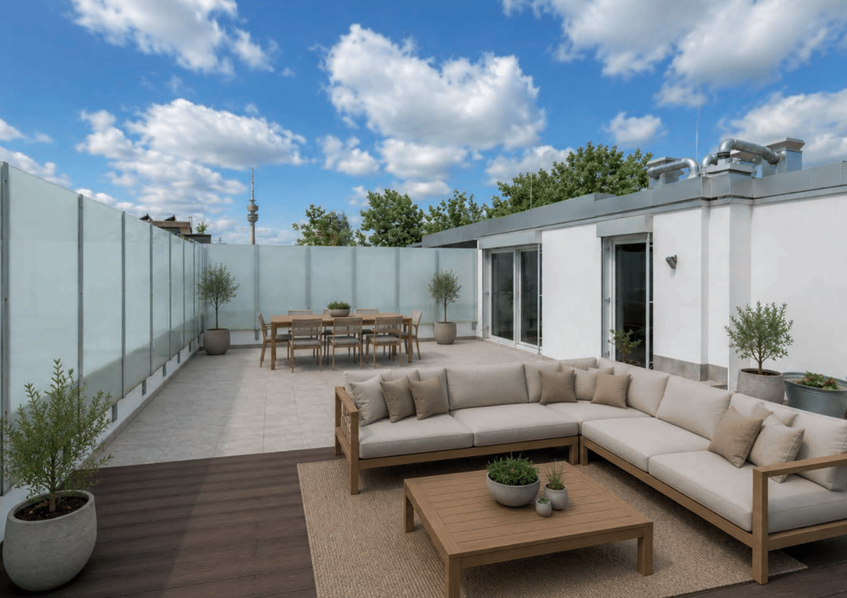 Seltenes Penthouse: Familie, Arbeiten und Einliegerbereich | 124 m² Terrasse & 4 Stellplätze – 80807 München – Bild 1 von 9