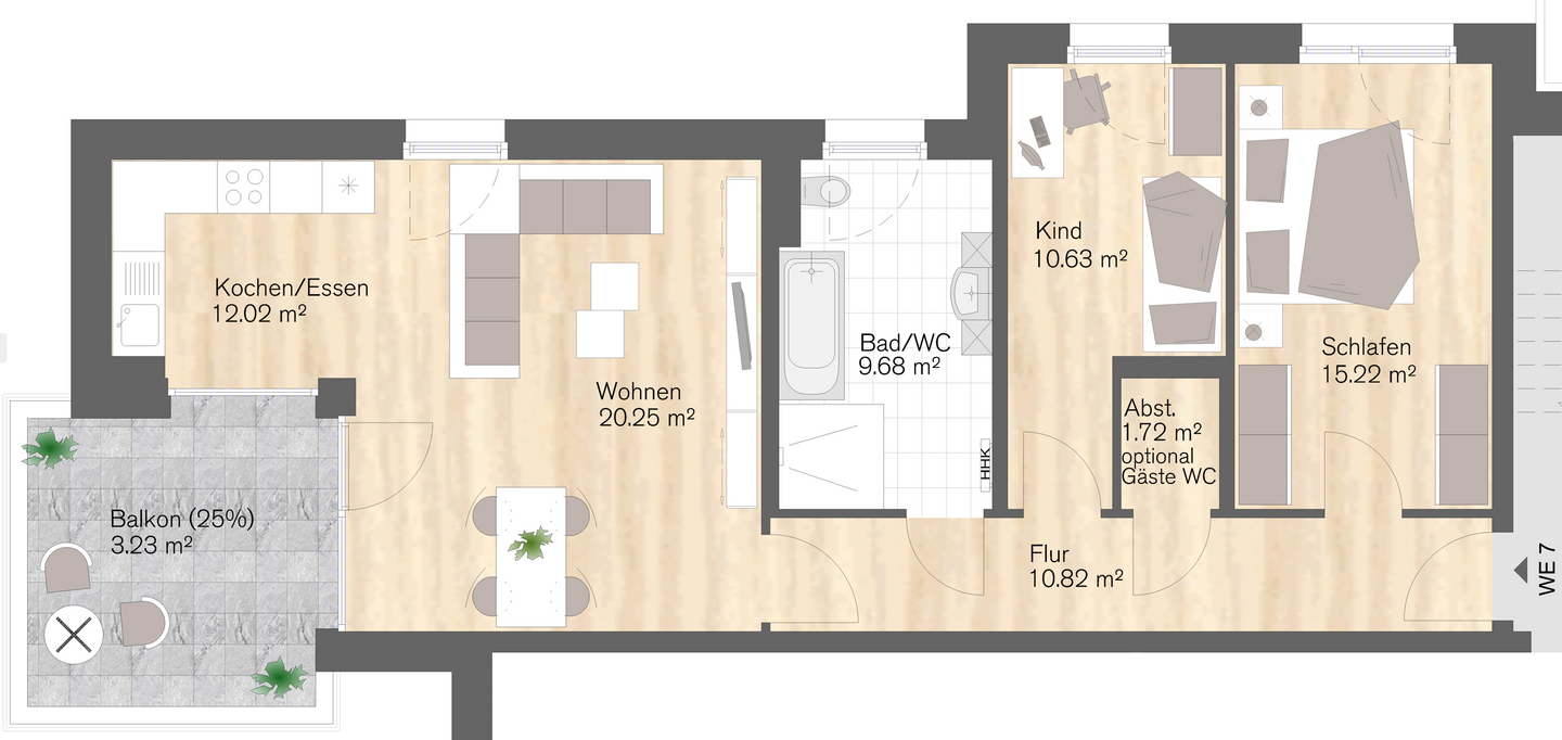 Moderne 3-Zimmer-Wohnung mit Balkon in Chemnitz im beliebten Kaßbergviertel – Chemnitz – Vorschaubild 2