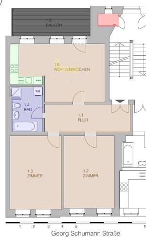 Schöne und moderne 3-Zimmer-Wohnung... Lift + EBK + Balkon + Parkett + Wanne/Dusche + FuBo Heizung – 4155 Leipzig – Vorschaubild 2