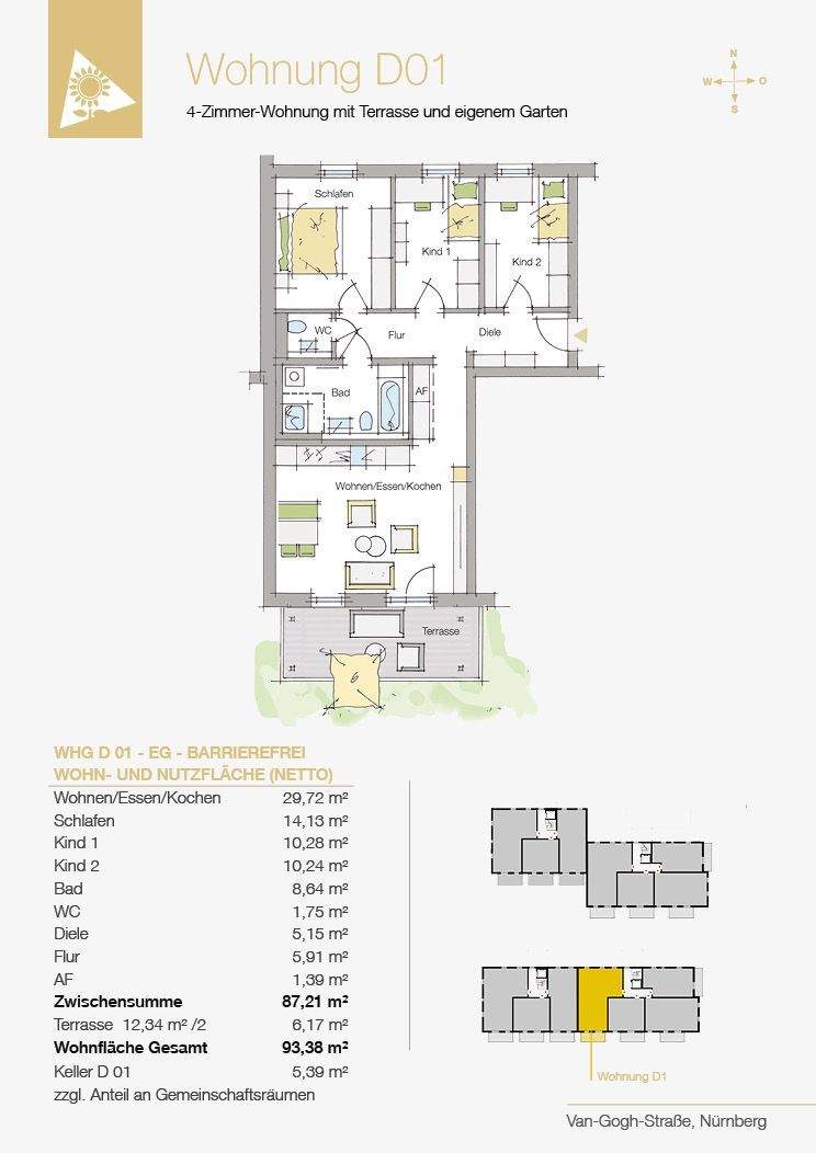 4 Zimmer mit Privatgarten und Blick auf die Blumenwiese – Nürnberg – Vorschaubild 4