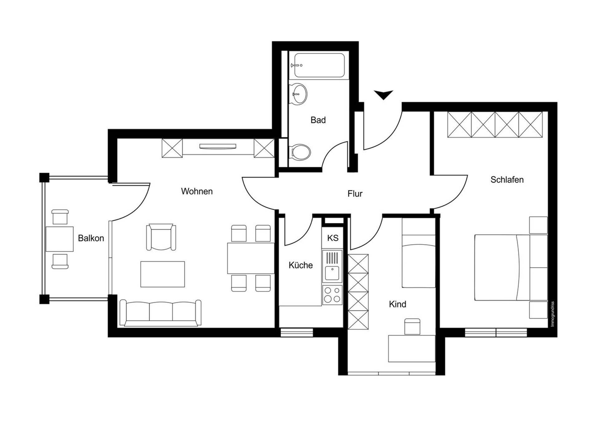 Etagenwohnung in 86368 Gersthofen mit 69 m² kaufen