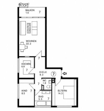 Attraktive 3,5-Zimmer-Eigentumswohnung mit Sonnenbalkon und Stellplatz – Reutlingen – Vorschaubild 2