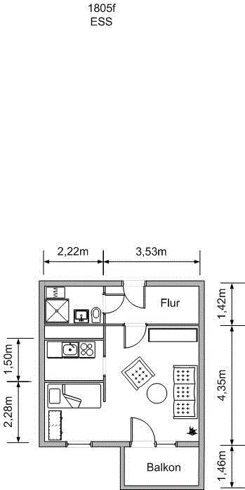 schöne 1-Raum-Wohnung mit Dusche und Balkon