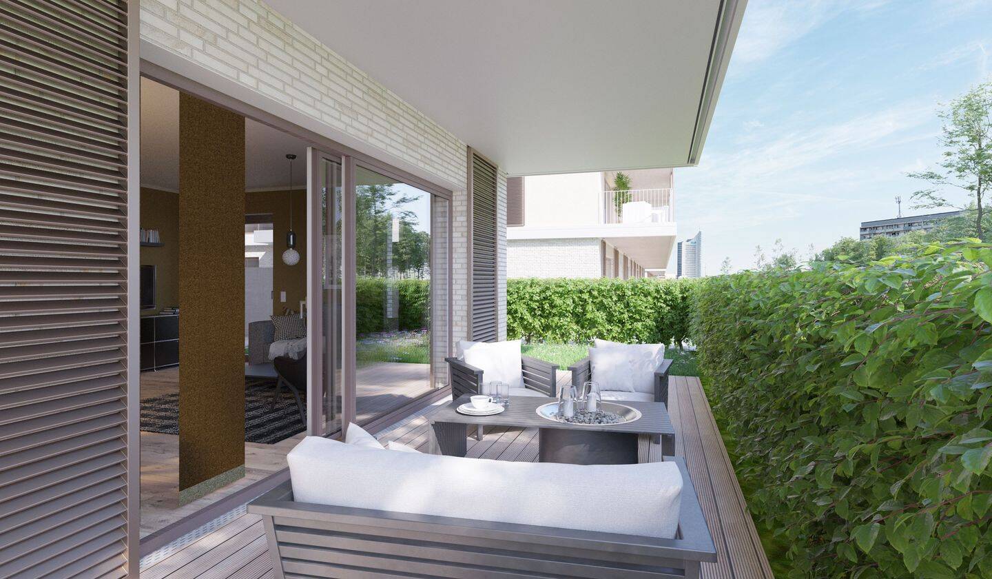 Erstbezug - Wohnung Richtung Park mit Terrasse, Garten & 2 Bädern