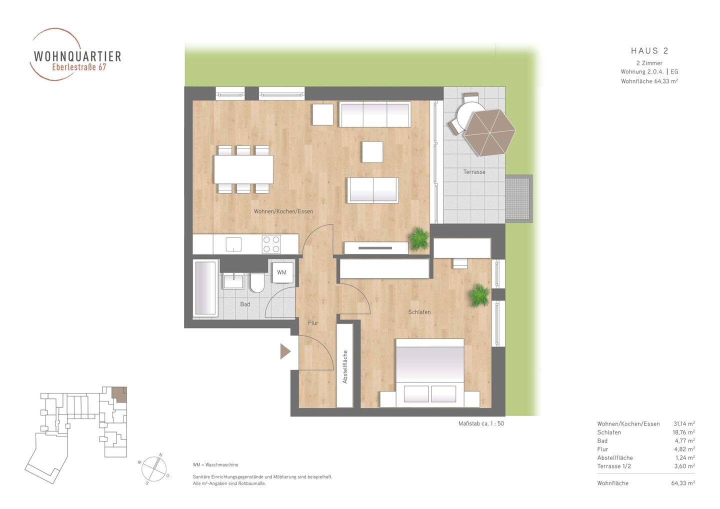 MODERNE 2-ZIMMER-GARTEN-WOHNUNG IN AUGSBURG / PFERSEE – Augsburg – Vorschaubild 2