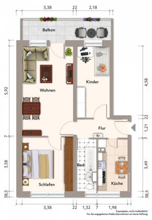 3-Raumwohnung mit Südbalkon – 2625 Bautzen – Vorschaubild 2