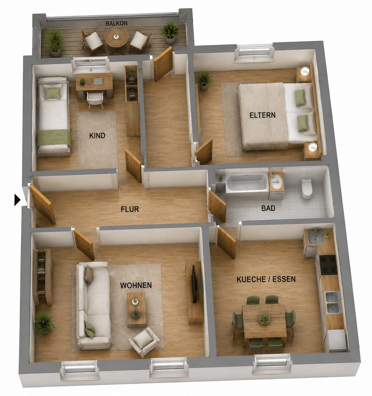 3-Zimmer-Wohnung mit Balkon in Chemnitz-Bernsdorf – Chemnitz – Vorschaubild 2