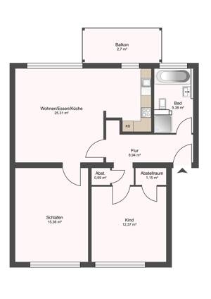Strandnah & hochwertig kernsaniert, Stilvolle 3-Zimmer-Wohnung mit Balkon in Warnemünde – 18119 Rostock – Vorschaubild 2