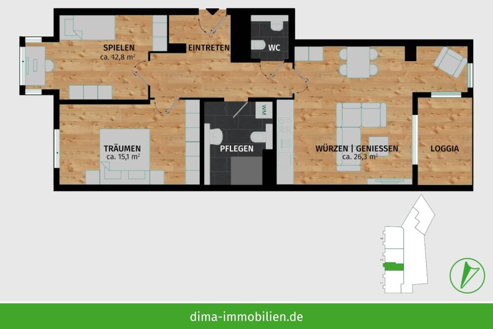 NEUBAU in sensationeller Lage mit Loggia, Einbauküche, Parkett, TG-Stellplatz, Keller, Aufzug u.v.m. – Leipzig – Vorschaubild 2