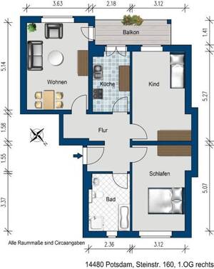 Super Wohnung mit hochwertiger Ausstattung ++ Fußbodenheizung und Echtholzparkett inclusive!! – 14480 Potsdam – Vorschaubild 2
