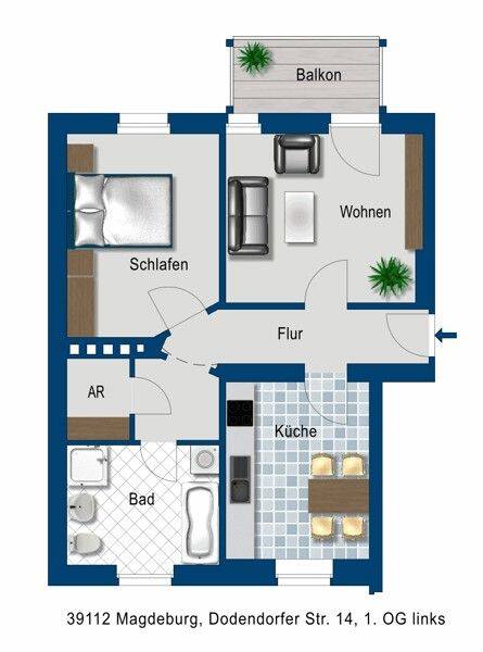 Hofseitiger Balkon - hier können Sie Ihre Ruhe genießen! – Magdeburg – Vorschaubild 2