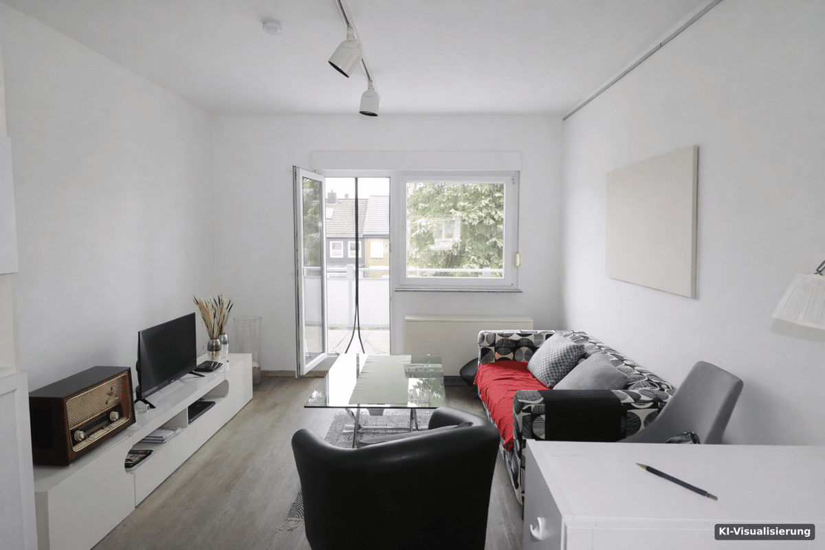 Kapitalanlage mit hohem Vermietungspotential: Möblierte 2-Zimmer-Wohnung mit Balkon in Mülheim-Saarn – 45481 Mülheim an der Ruhr – Bild 1 von 9