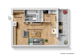 Ideal für Singles & Pendler! Sofort beziehbares tolles 1 Zimmer-Apartment! – 70599 Stuttgart – Vorschaubild 2