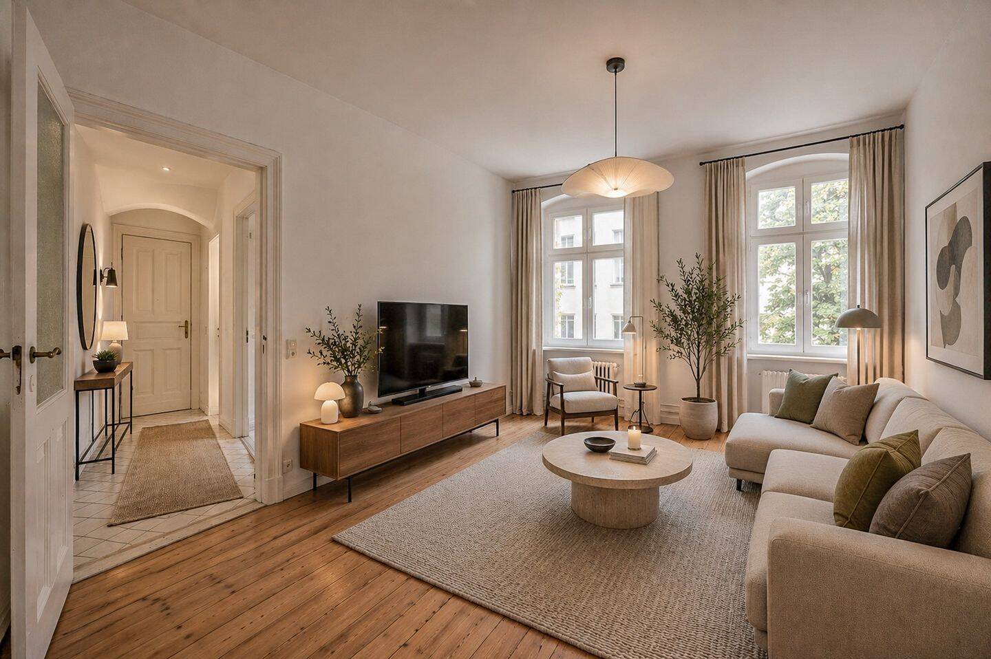 2-Zimmer-Altbauwohnung in ruhiger Gartenhauslage mit unverbautem Blick bis zum Kollwitzplatz