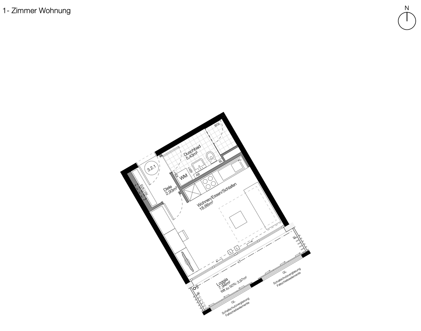 Neue Sonnige Teilmobiliert 1-Zimmer-Wohnung – Sofort bezugsfertig