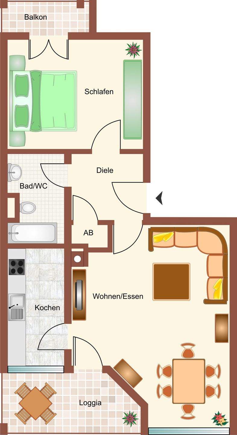 HELLE 2-ZIMMER MIT 2 BALKONEN
