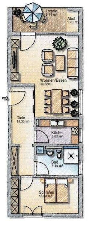 Seniorengerechte 2½-Zimmerwohnung mit gr. Loggia – 93053 Regensburg – Vorschaubild 9