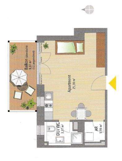 STUDENTEN/AZUBIS - helles 1 Zimmer Appartment möbliert - 90478 Nürnberg – Nürnberg – Vorschaubild 8