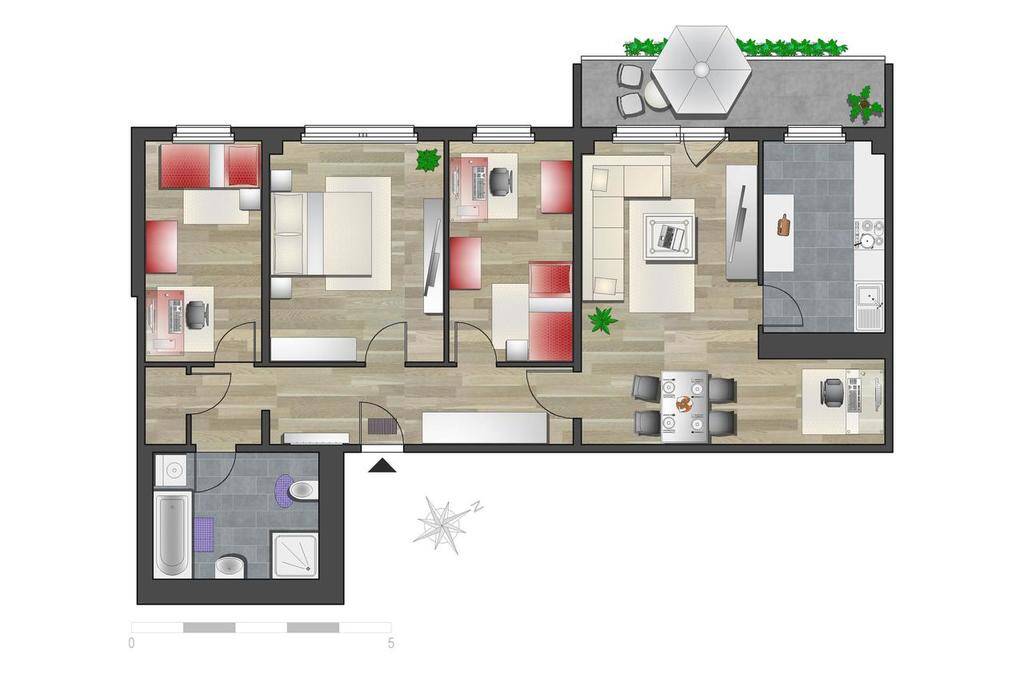Tolle Familienwohnung mit Balkon, Bad mit Dusche u. Wanne – Chemnitz – Vorschaubild 5