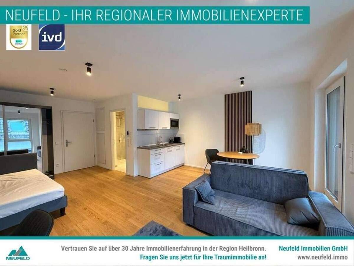 Möblierte 1-Zimmer Wohnung mit Balkon in der Heilbronner Innenstadt! – 74072 Heilbronn – Bild 1 von 9