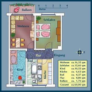 So macht wohnen Spaß: günstig geschnittene 3-Zimmer-Wohnung – 1129 Dresden – Vorschaubild 2