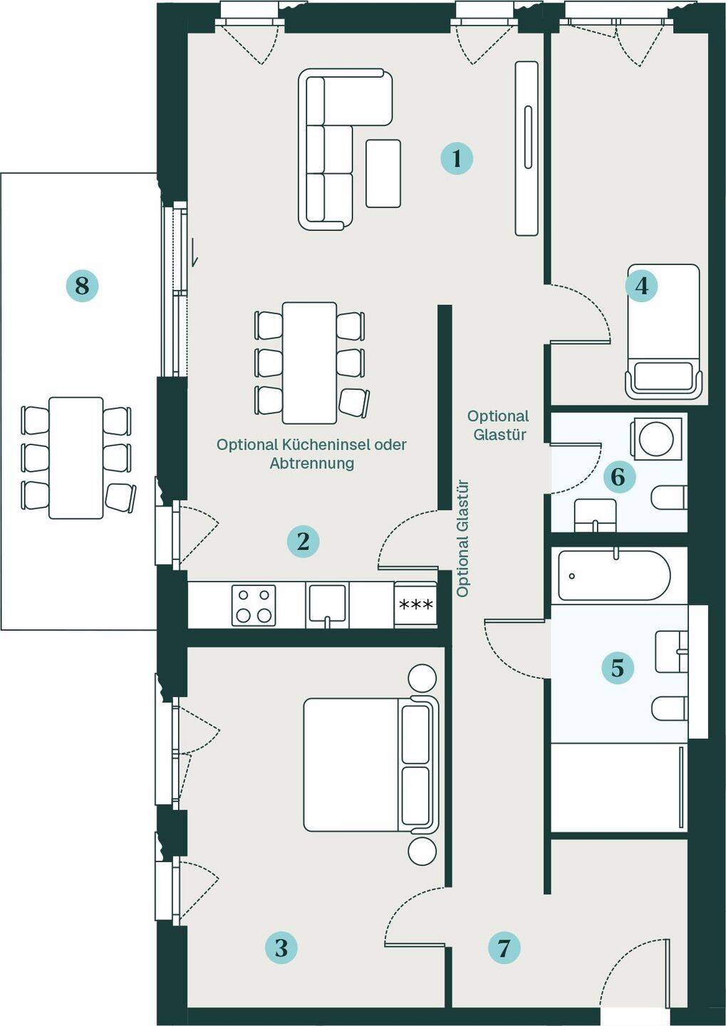 Moderne 3-Zimmer-Wohnung mit optimal genutzter Wohnfläche – Dresden – Vorschaubild 2