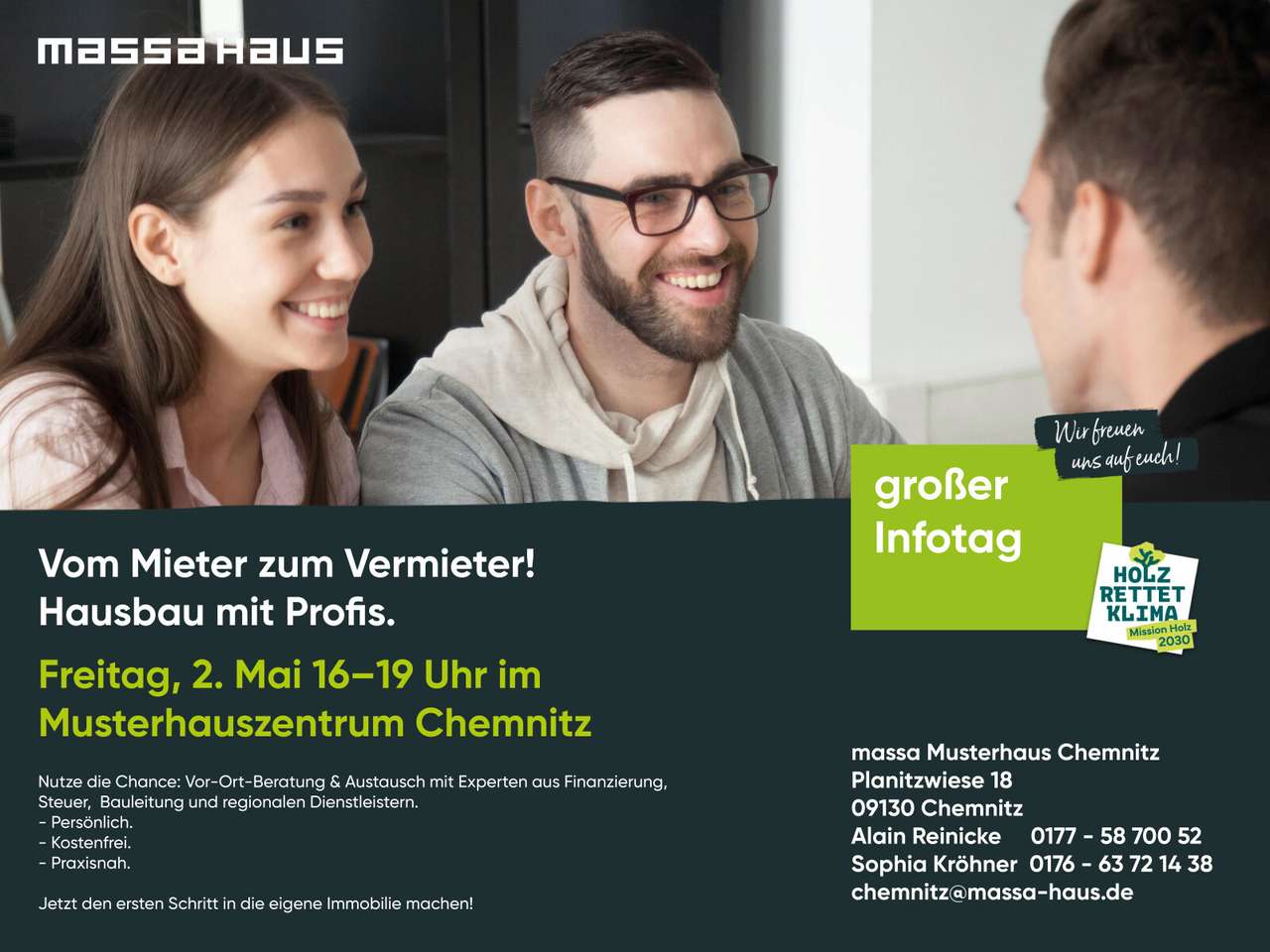 Vom Mieter zum Vermieter! 02. Mai 16-19 Uhr Musterhauszentrum Chemnitz, Planitzwiese 18 – Chemnitz – Bild 1 von 3